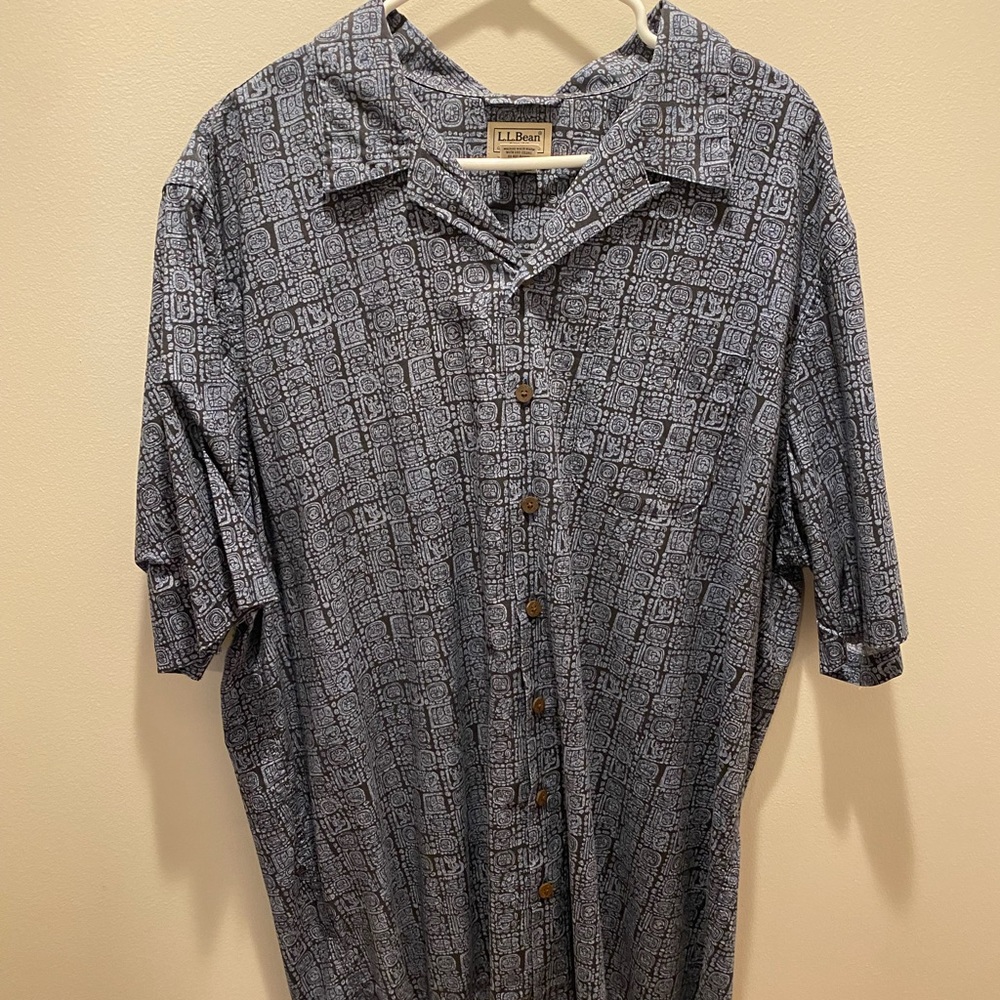 L.L. Bean Tropics Camp Collar Shirt, XL tall